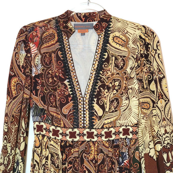 Anthropologie Bhanuni By Jyoti Ronika Maxi Dress Floral Beaded Boho Party Size 0 - Picture 3 of 16